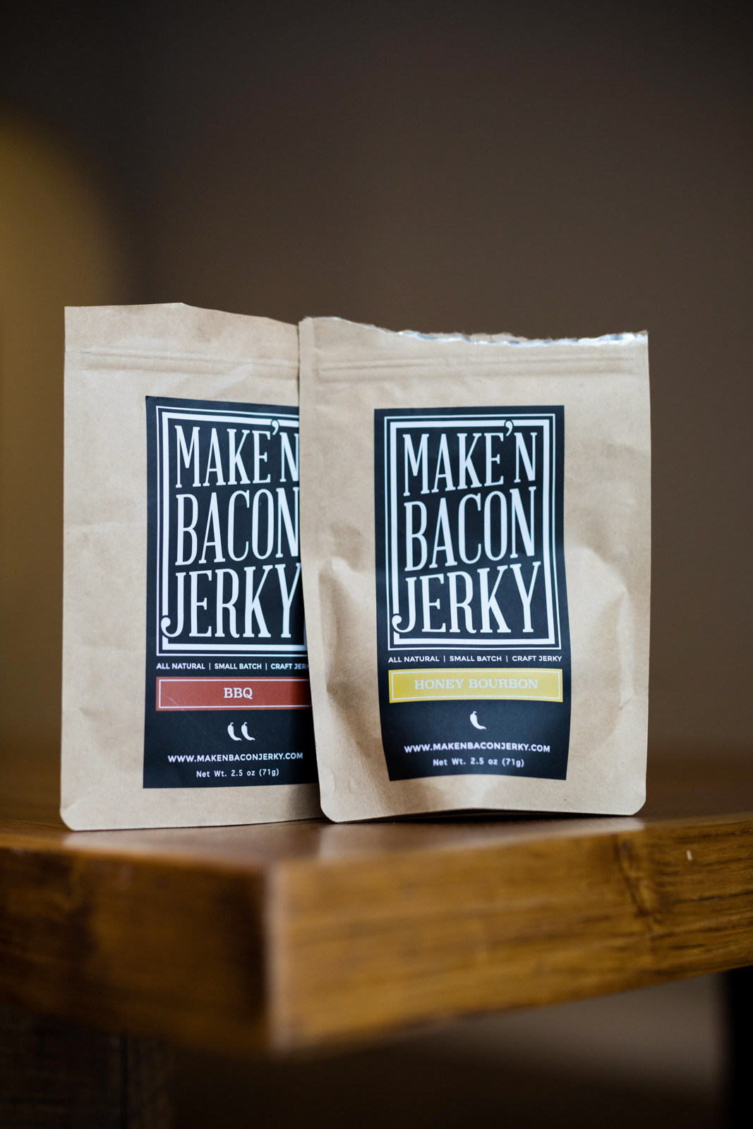 product shots of bacon jerky