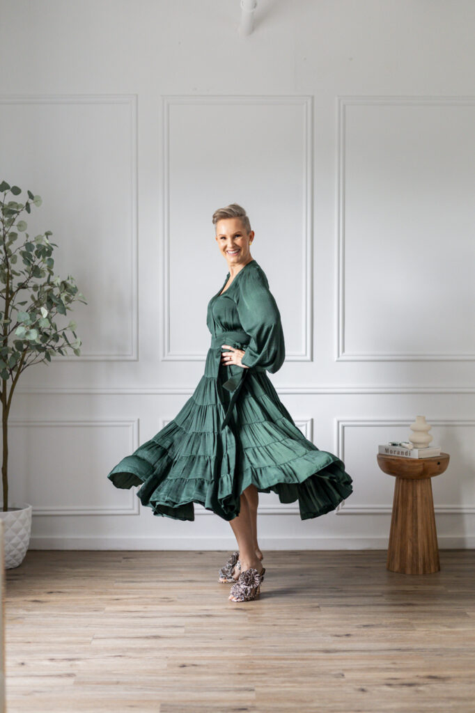 woman spinning in long dress