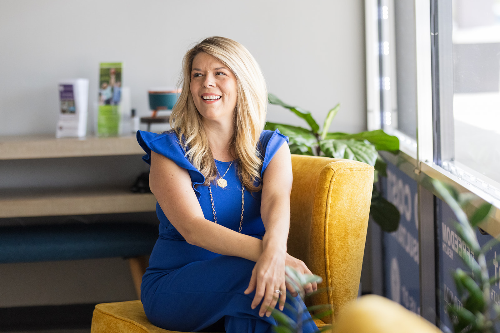 woman posing in a business