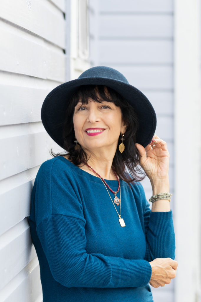 woman in a large hat