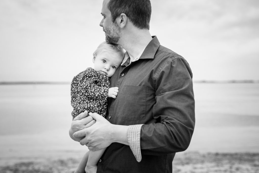 dad and baby at the beach