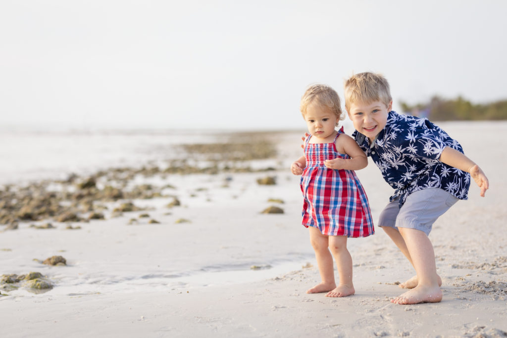 excited kids at the beach