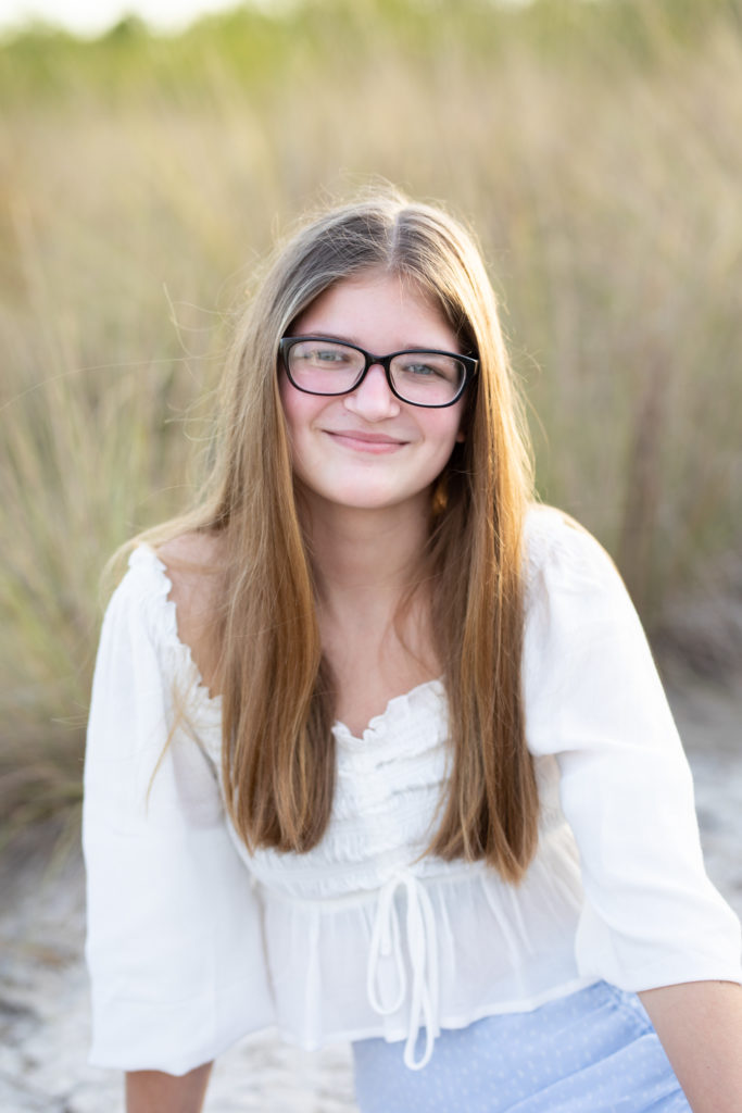 senior portrait in beach grass