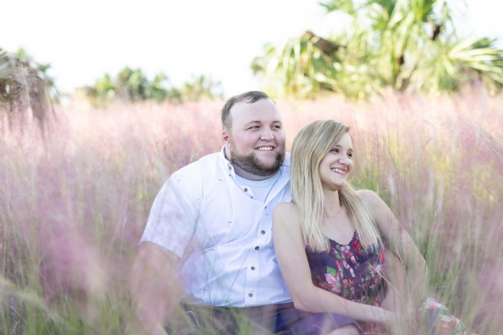 engagement photos in tall beach grass