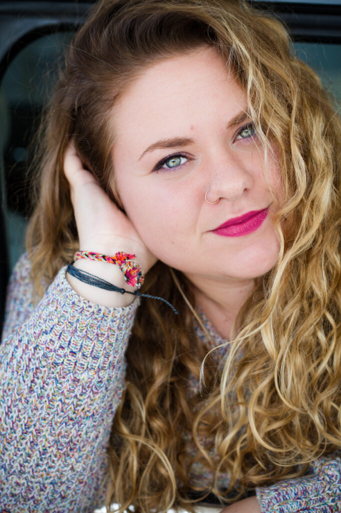 close up portrait head in hand