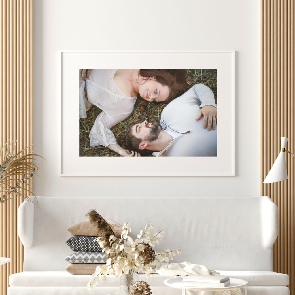 framed print from engagement photo