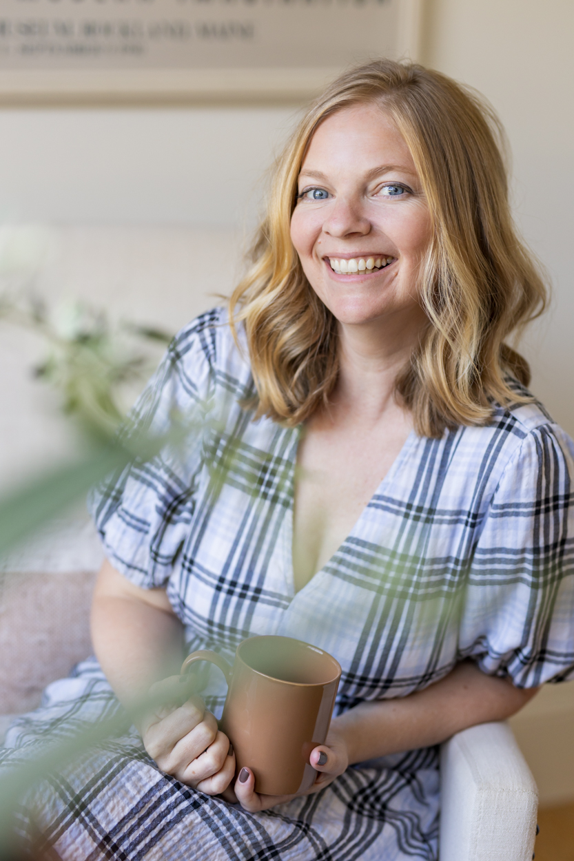 indoor headshot with coffee mug