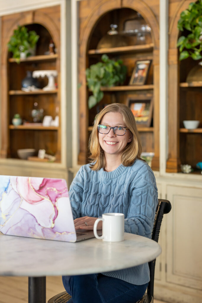 Photographer at her computer