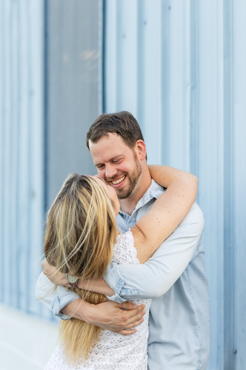 Man scoops up his fiance in embrace