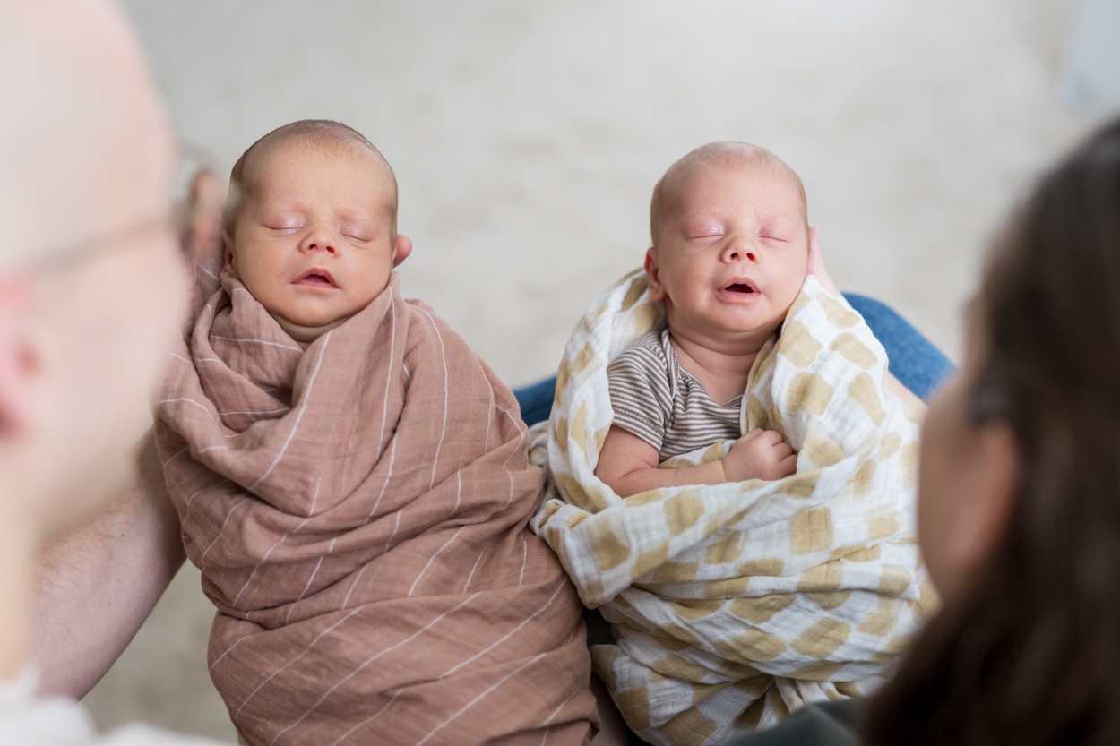 bird's eye view of bundled newborns