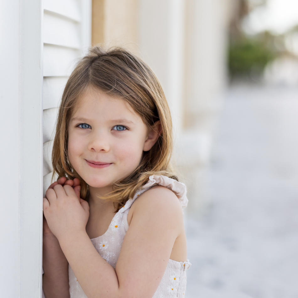 beautiful shy smile from girl at clearwater beach