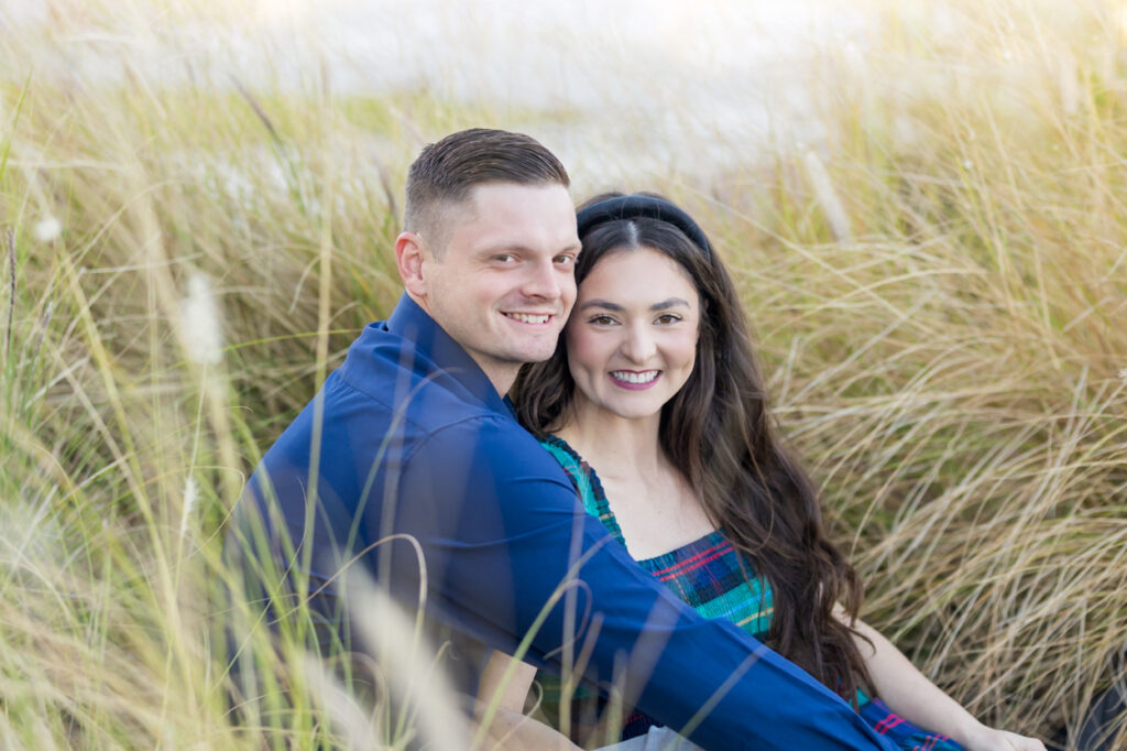 engagement photos in tall grass