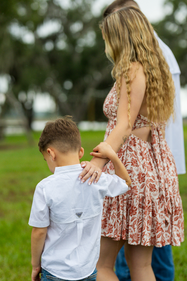 family walking away