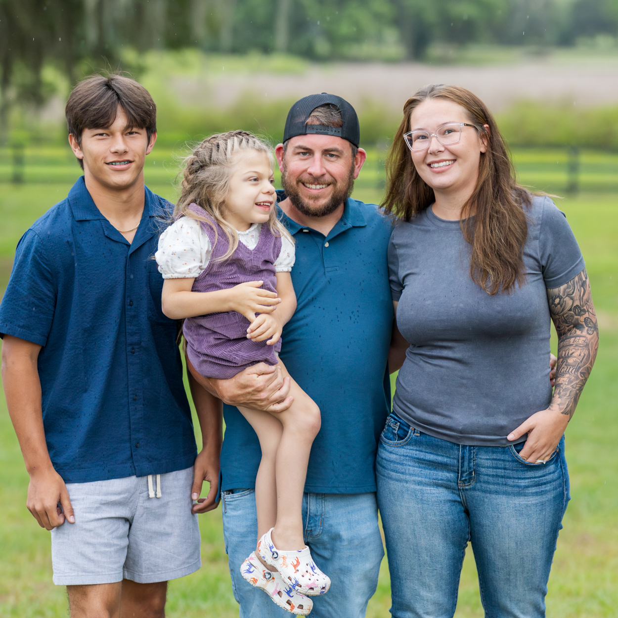 family photo at a farm