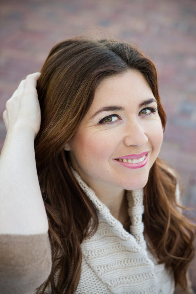 headshots of woman playing with her hair
