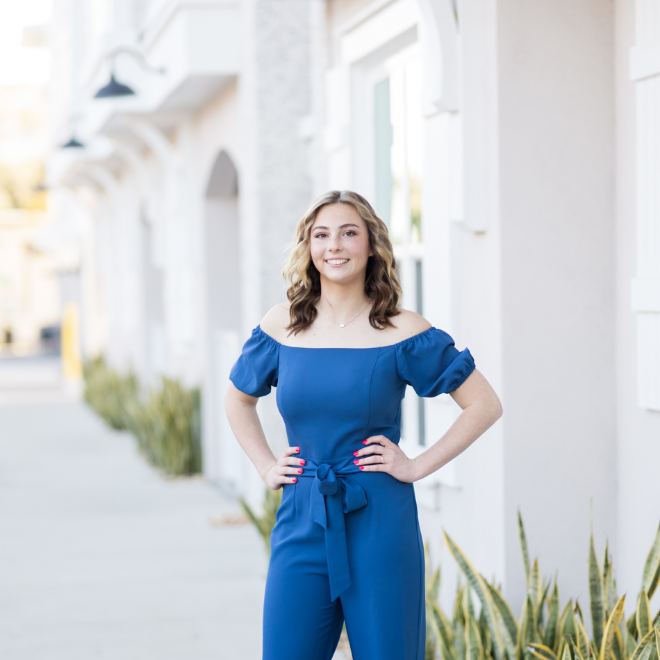 girl in blue jumper