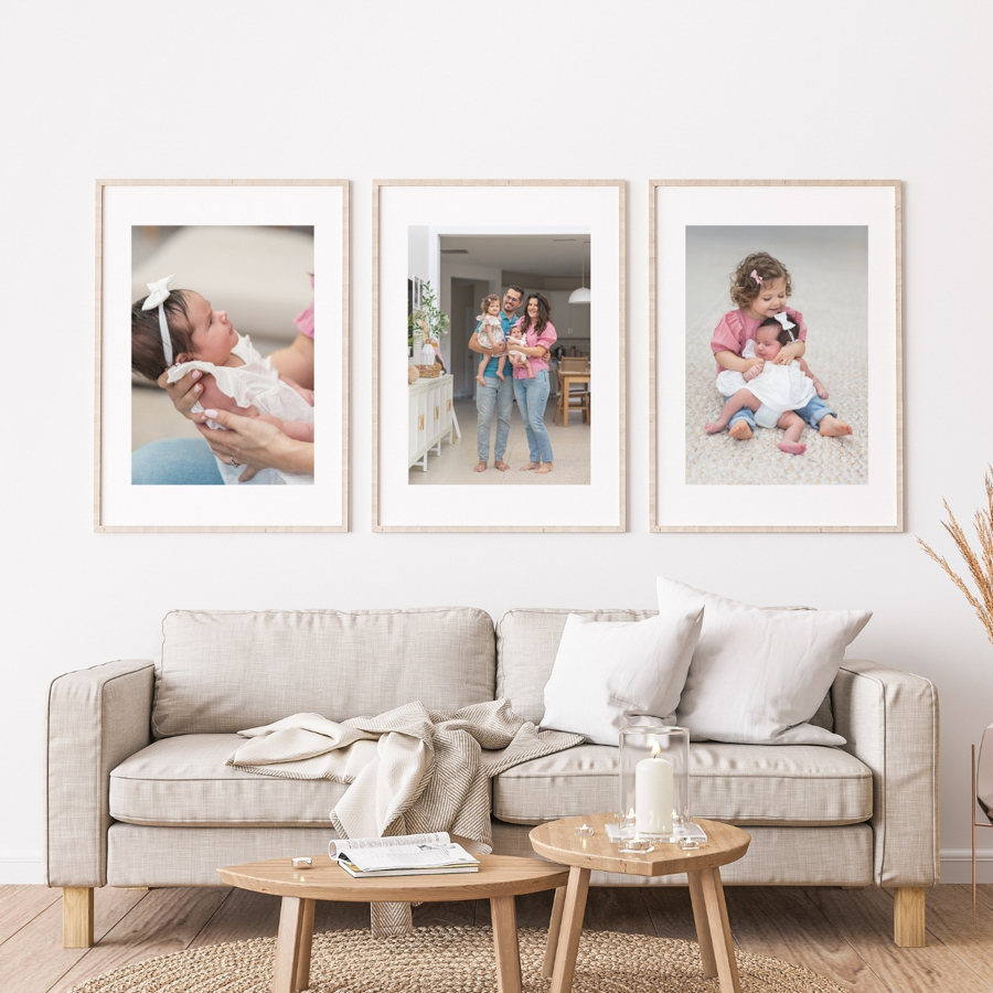 framed newborn prints for living room